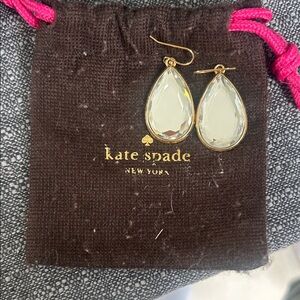 Kate Spade Gold and Clear Teardrop Earrings